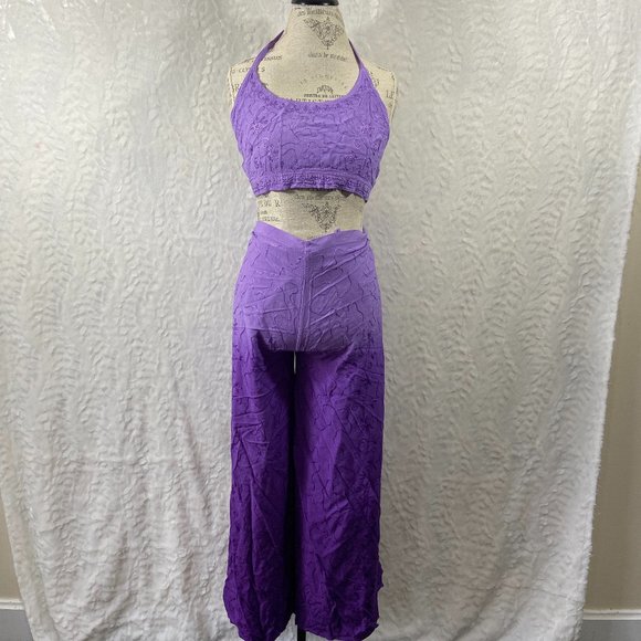 Vintage Other - Vintage 2 piece wrap palazzo pants with Halter top Made in India 100% Rayon